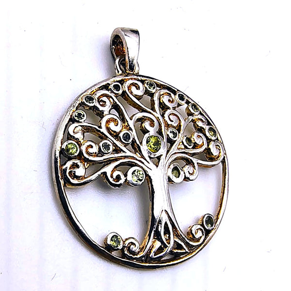 Peridot Celtic Tree of Life Pendant Sterling Silver