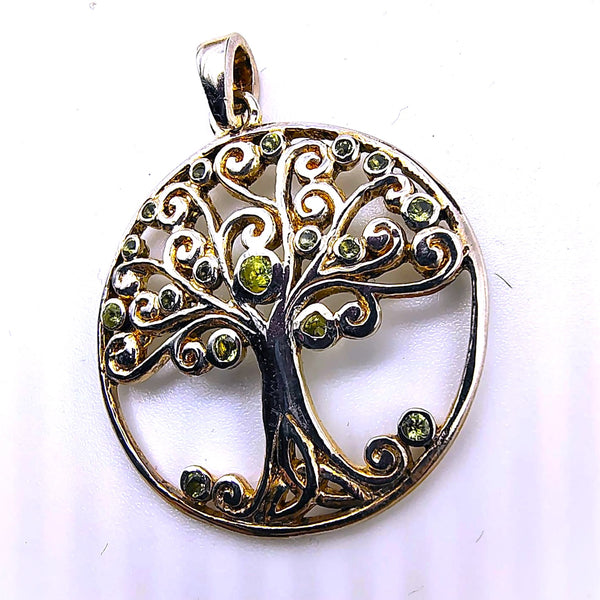 Peridot Celtic Tree of Life Pendant Sterling Silver