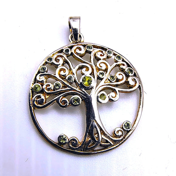 Peridot Celtic Tree of Life Pendant Sterling Silver