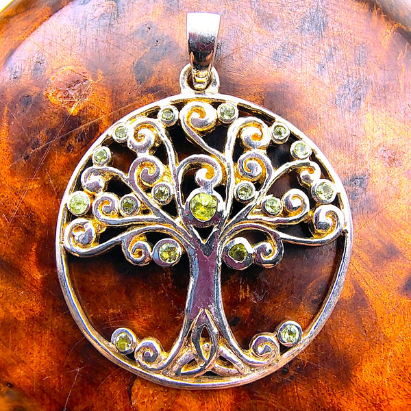 Peridot Celtic Tree of Life Pendant Sterling Silver