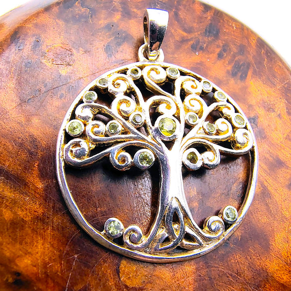 Peridot Celtic Tree of Life Pendant Sterling Silver