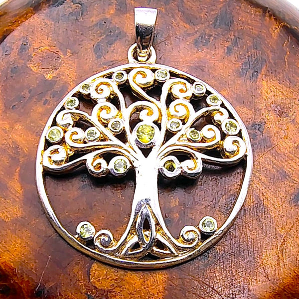 Peridot Celtic Tree of Life Pendant Sterling Silver