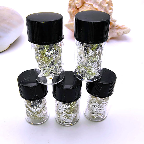 Pure Silver Flake Mini Glass Bottle