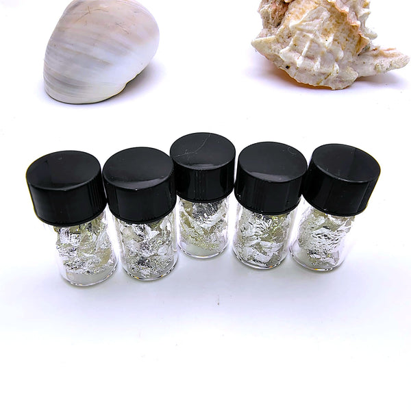 Pure Silver Flake Mini Glass Bottle