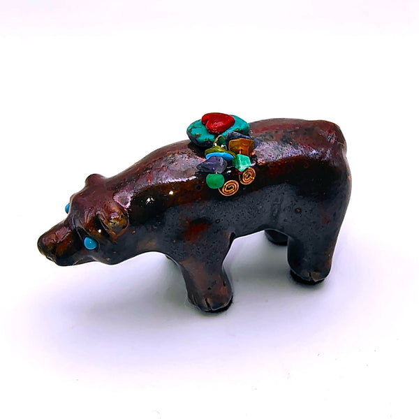 Raku Bear "Strength" Spirit Friends Mini Figurine Glazed Raku Pottery