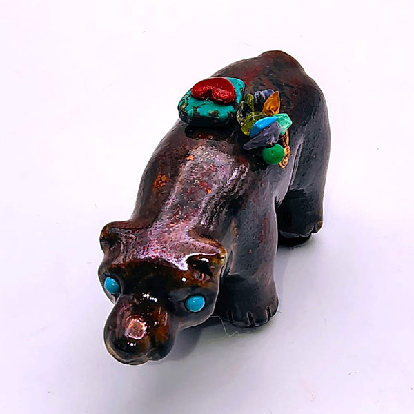 Raku Bear "Strength" Spirit Friends Mini Figurine Glazed Raku Pottery