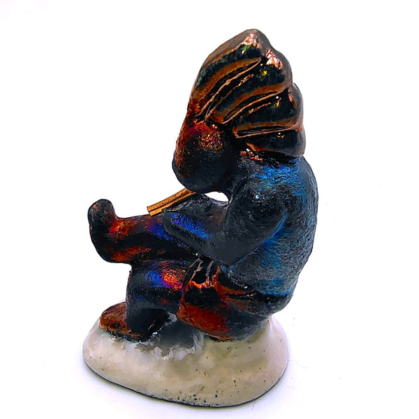Raku Kokopelli "Prosperity" Spirit Friends Mini Figurine Glazed Raku Pottery