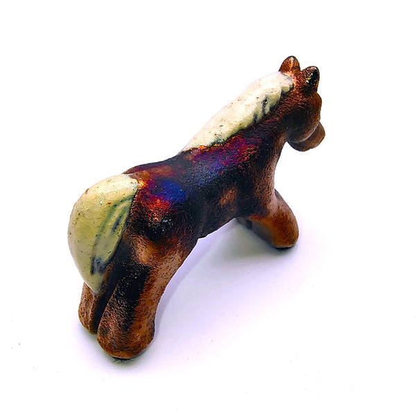 Raku Horse "Freedom" Spirit Friends Mini Figurine Glazed Raku Pottery