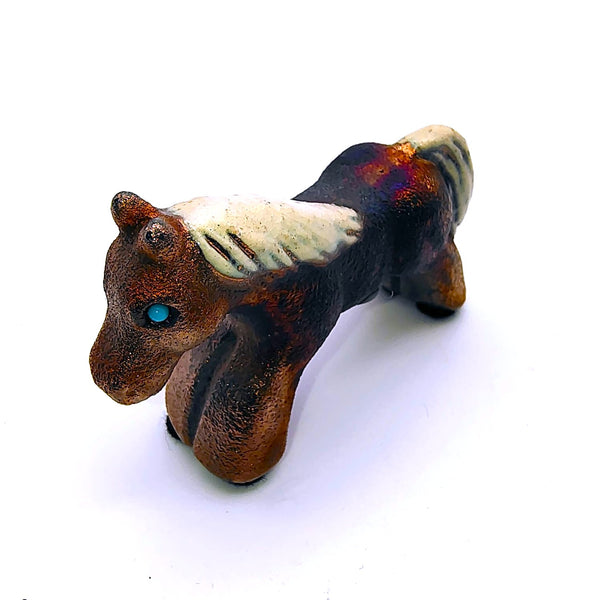 Raku Horse "Freedom" Spirit Friends Mini Figurine Glazed Raku Pottery