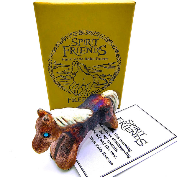 Raku Horse "Freedom" Spirit Friends Mini Figurine Glazed Raku Pottery