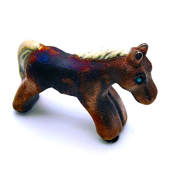 Raku Horse "Freedom" Spirit Friends Mini Figurine Glazed Raku Pottery