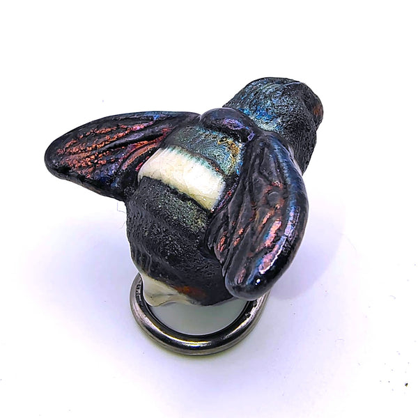 Raku Bumblebee "Focus" Spirit Friends Mini Figurine Glazed Raku Pottery