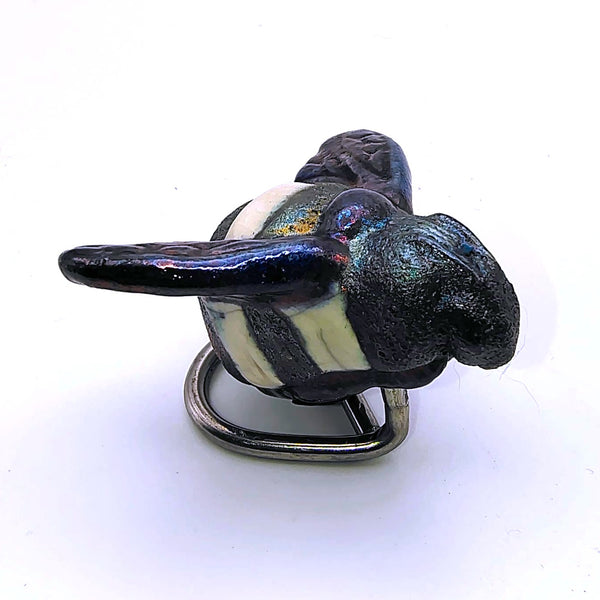 Raku Bumblebee "Focus" Spirit Friends Mini Figurine Glazed Raku Pottery