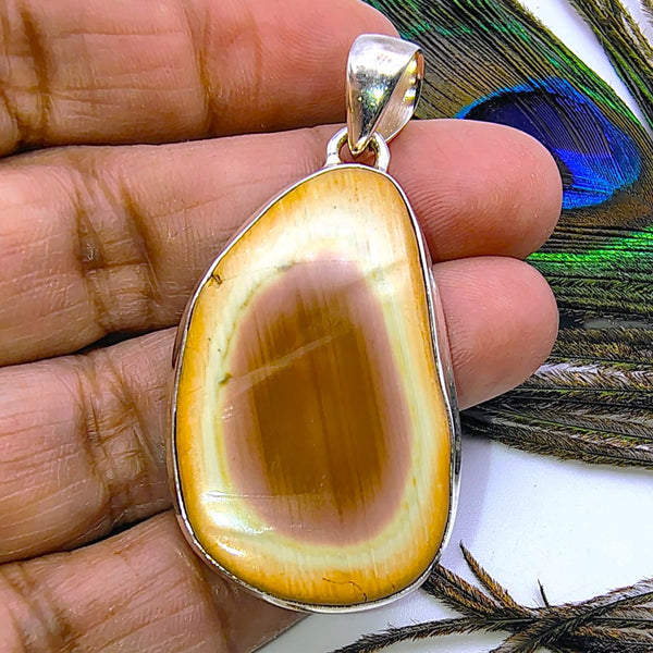 Natural Tear Drop Imperial Jasper Pendant Sterling Silver
