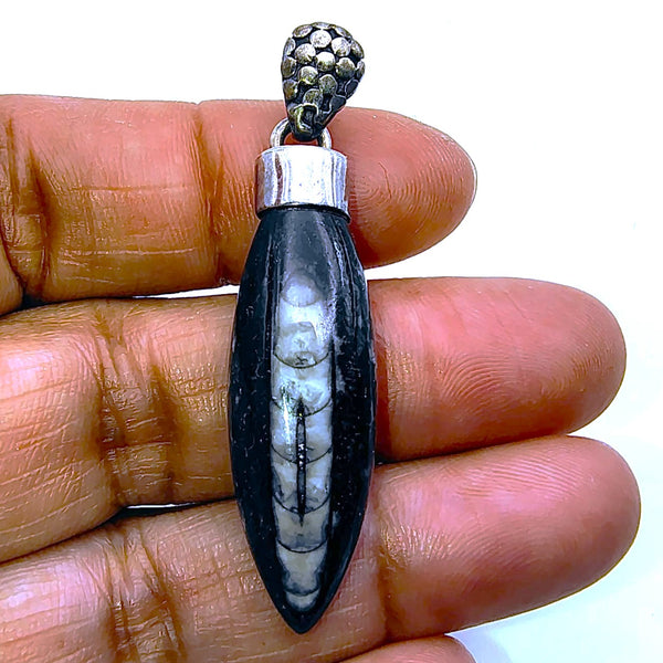 Orthoceras Fossil Pendant Sterling Silver