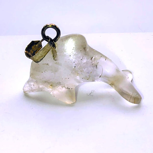 Dolphin Clear Quartz Pendant  sterling Silver