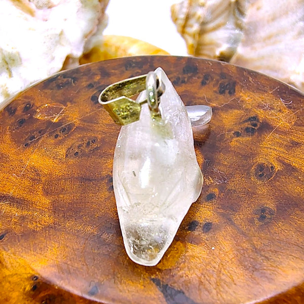 Dolphin Clear Quartz Pendant  sterling Silver