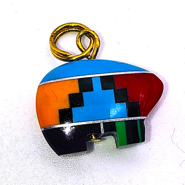 Southwestern Mosaic Inlay Zuni Bear colorful Pendant