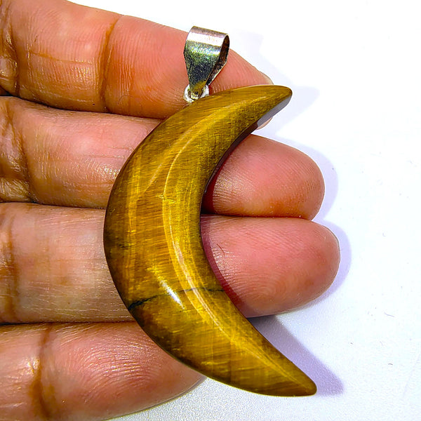 Crescent Moon Tiger's Eye Pendant