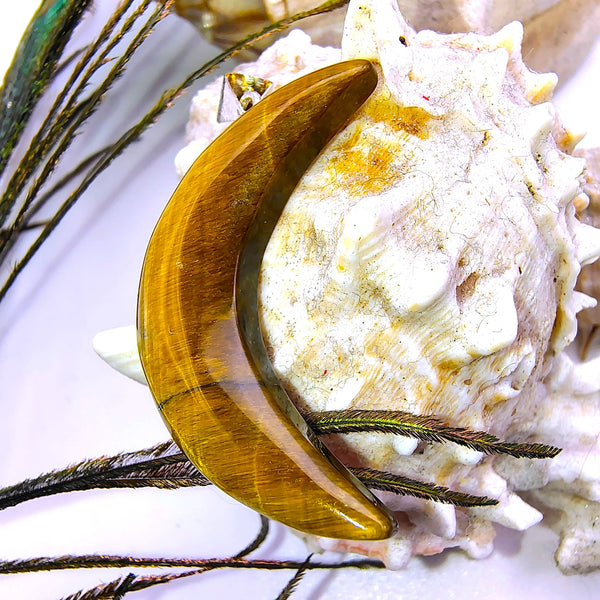 Crescent Moon Tiger's Eye Pendant