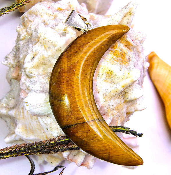 Crescent Moon Tiger's Eye Pendant