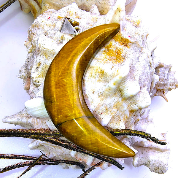 Crescent Moon Tiger's Eye Pendant