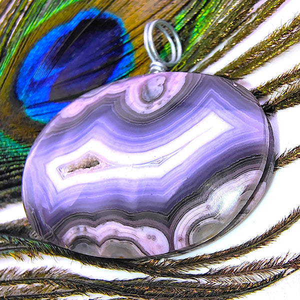 Purple Lace Agate Oval Pendant