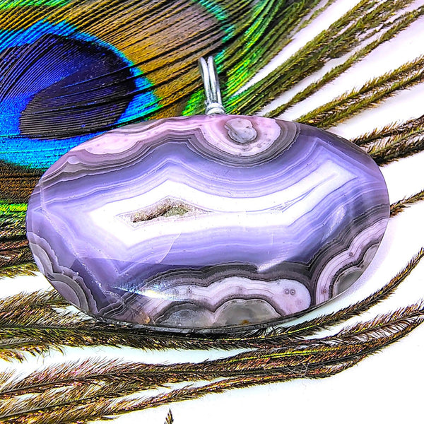 Purple Lace Agate Oval Pendant
