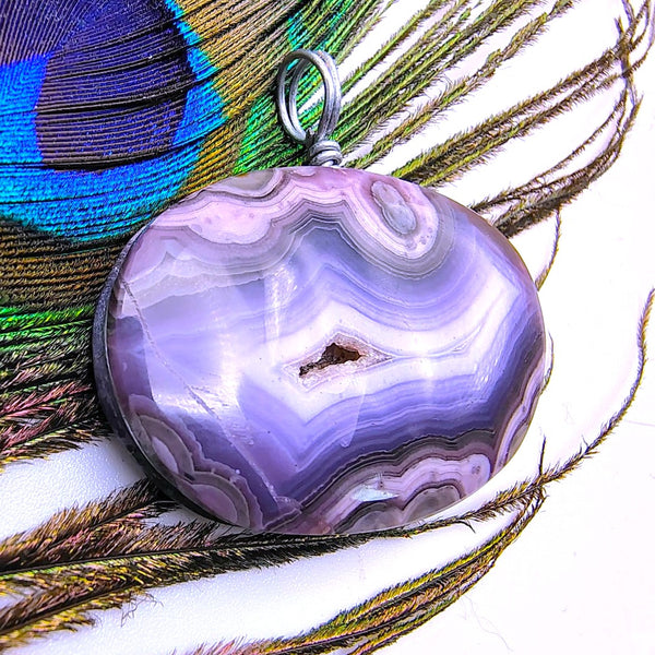 Purple Lace Agate Oval Pendant
