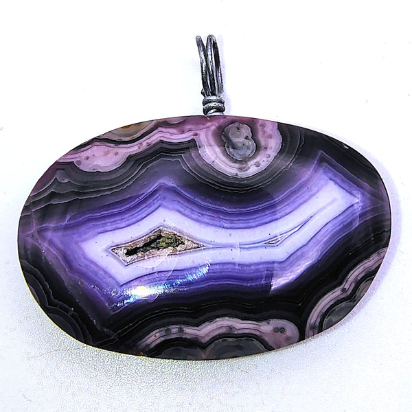 Purple Lace Agate Oval Pendant