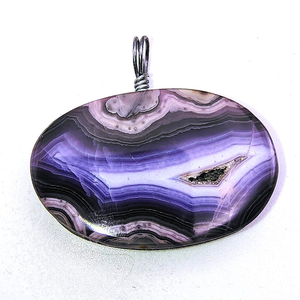 Purple Lace Agate Oval Pendant