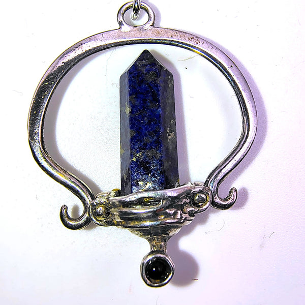 Lapis Lazuli Point Pencil Pendant Sterling Silver