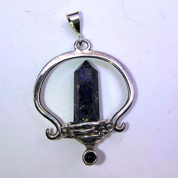 Lapis Lazuli Point Pencil Pendant Sterling Silver