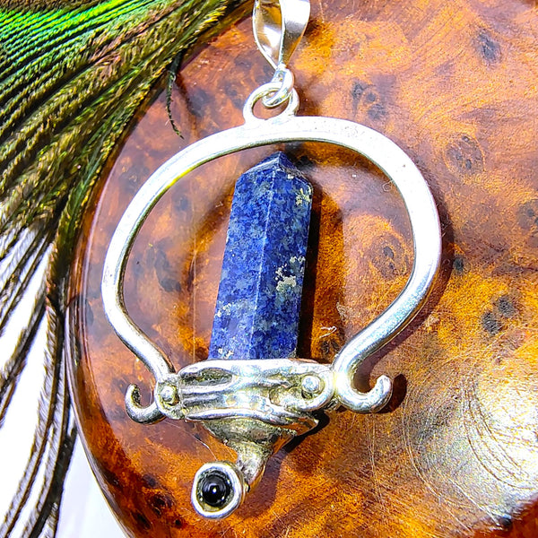 Lapis Lazuli Point Pencil Pendant Sterling Silver