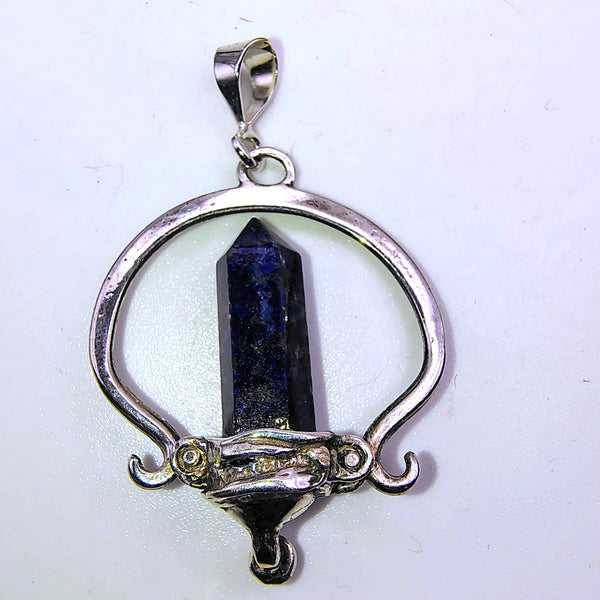 Lapis Lazuli Point Pencil Pendant Sterling Silver