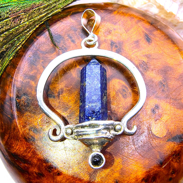 Lapis Lazuli Point Pencil Pendant Sterling Silver