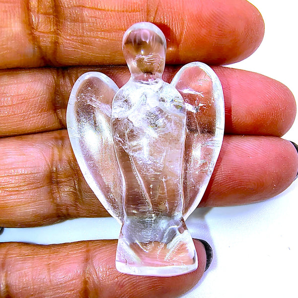 Clear Quartz Guardian Angel Natural Pendant Pocket Worry