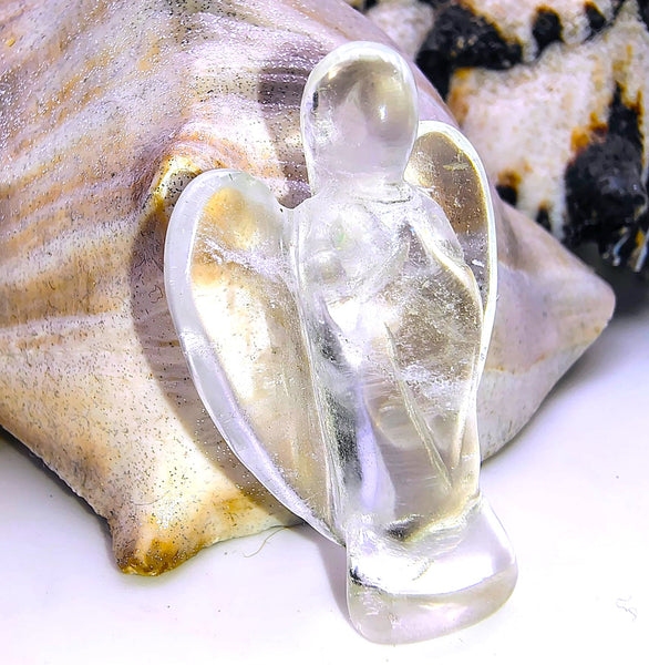 Clear Quartz Guardian Angel Natural Pendant Pocket Worry