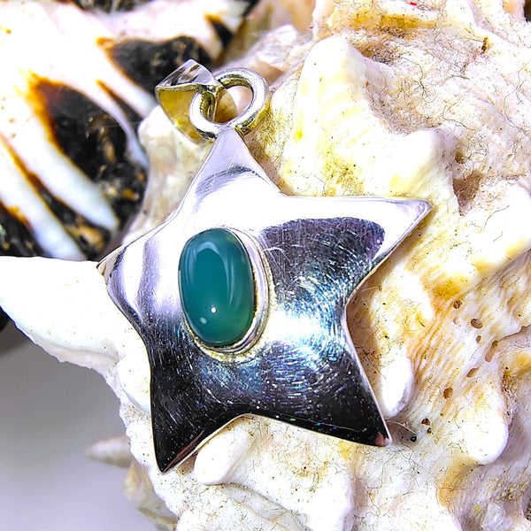 Aventurine Star Pendant Sterling Silver