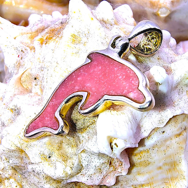 Dolphin Thulite Pendant Sterling Silver