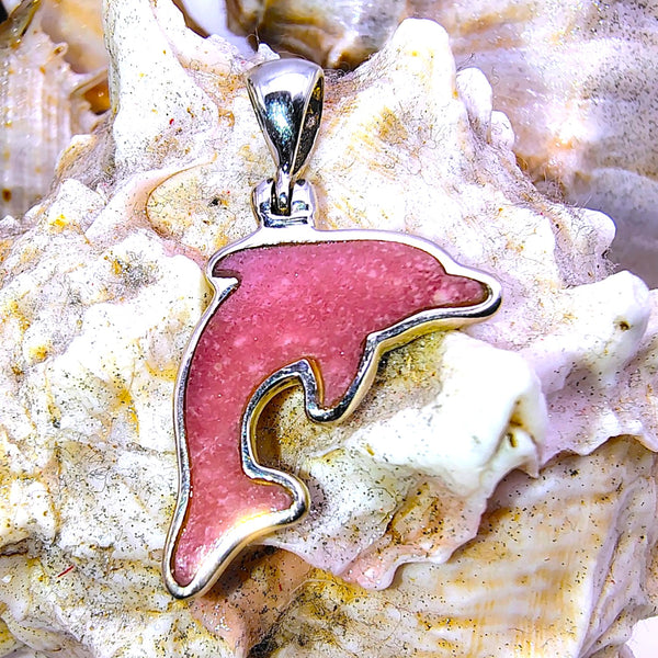 Dolphin Thulite Pendant Sterling Silver