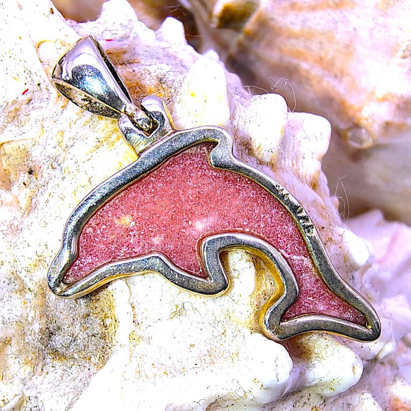 Dolphin Thulite Pendant Sterling Silver
