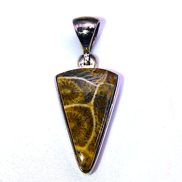 Fossil Coral Triangular Pendant Sterling Silver