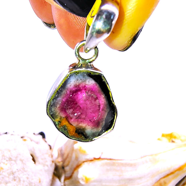 Watermelon Tourmaline Pendant Sterling Silver