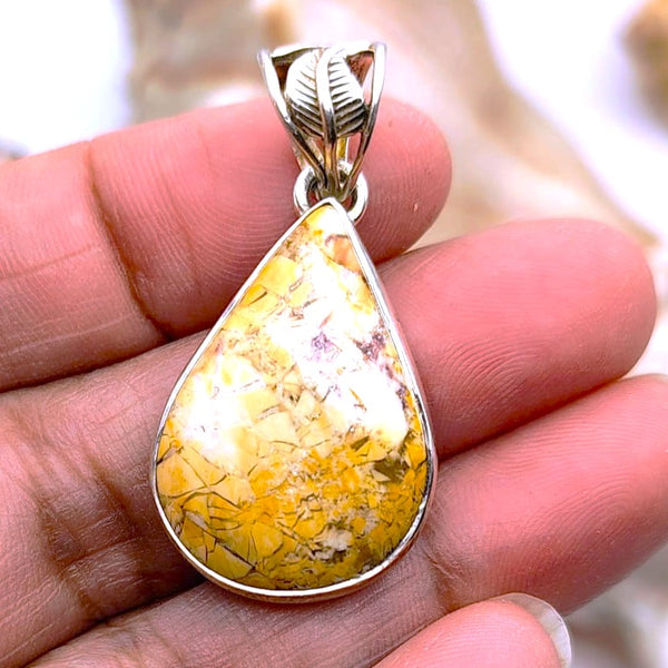 Teardrop Brecciated Mookaite Pendant Sterling Silver