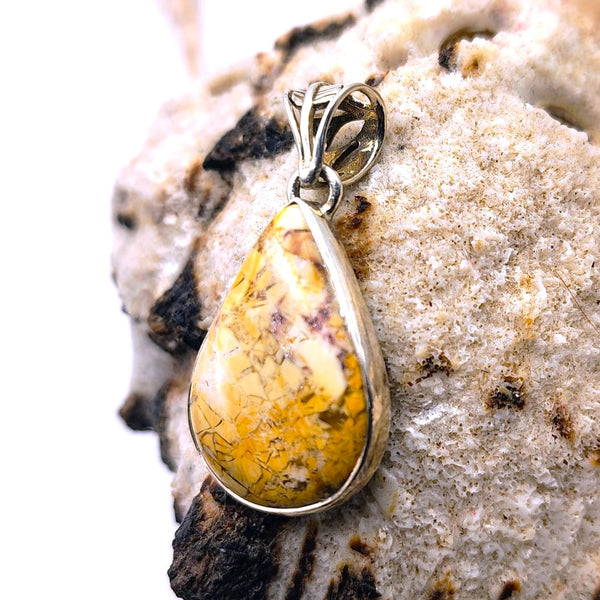 Teardrop Brecciated Mookaite Pendant Sterling Silver