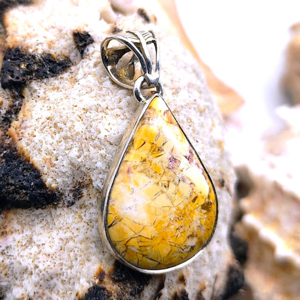 Teardrop Brecciated Mookaite Pendant Sterling Silver