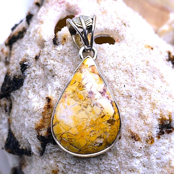 Teardrop Brecciated Mookaite Pendant Sterling Silver