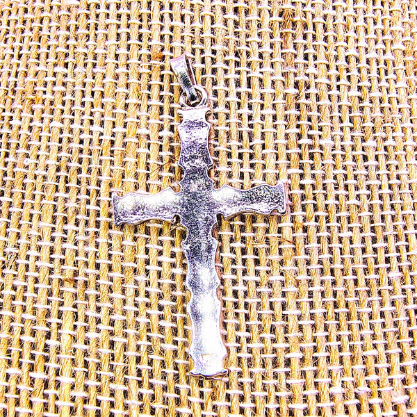 Bamboo Style Cross Pendant Sterling Silver