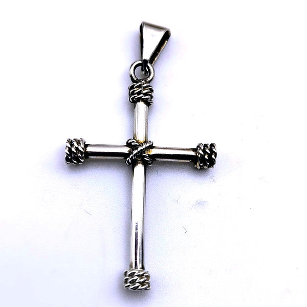 Rope Religious Cross Pendant Sterling Silver